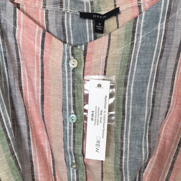 Anthropologie DREW Rainbow Linen Tie Front Blouse Size S NWT - Picture 4 of 7